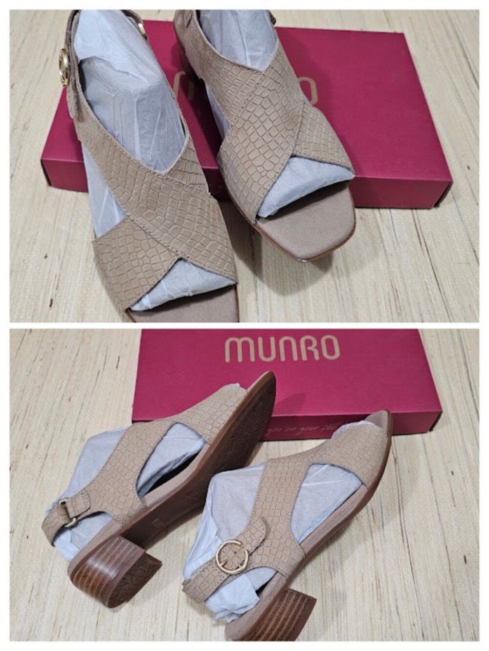Munro Shoes Jenny Tan Crock Nubuck - Size 8 wide